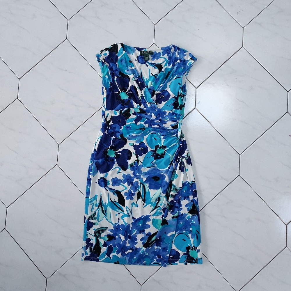 Lauren Ralph Lauren Blue Floral Dress Size 4p